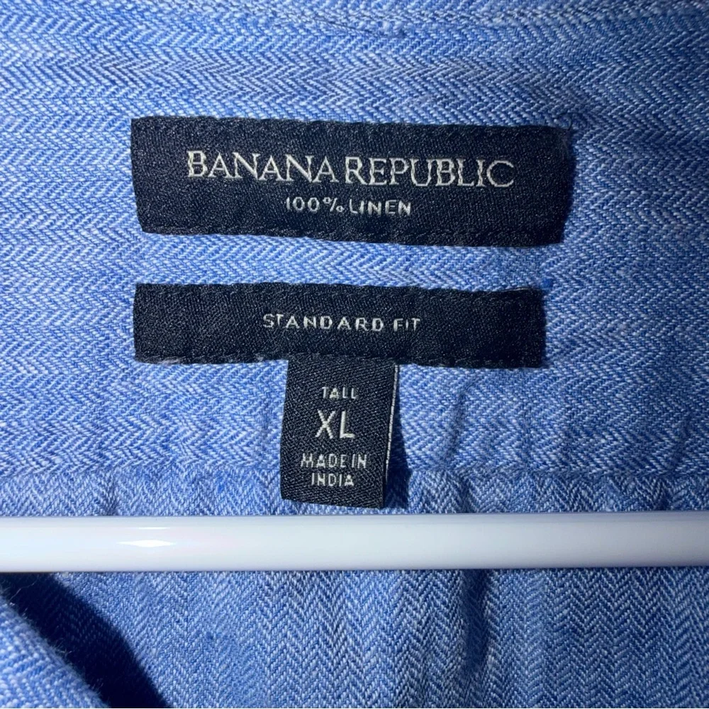 Banana Republic Men’s Short‎ Sleeve 100% Linen Blue XL Tall